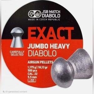 JSB Match Diabolo Exact Jumbo Heavy .22 Cal 18.13 Gr Domed 500ct. Airgun pellets